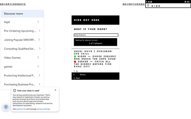 Screenshot of hidedotseek.com
