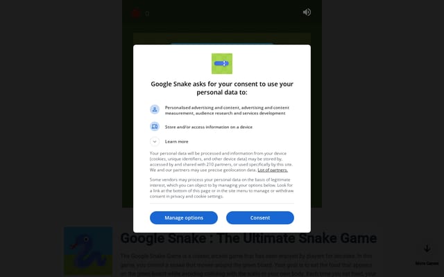 Screenshot of googlesnake.com