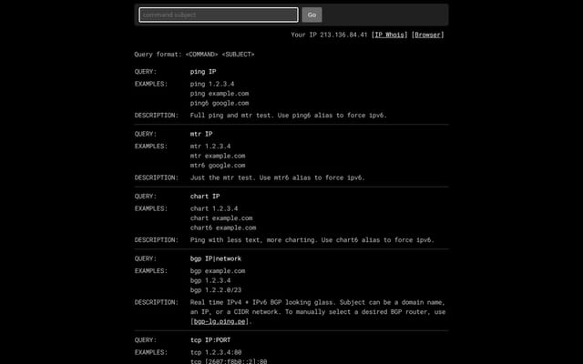 Screenshot of ping.pe
