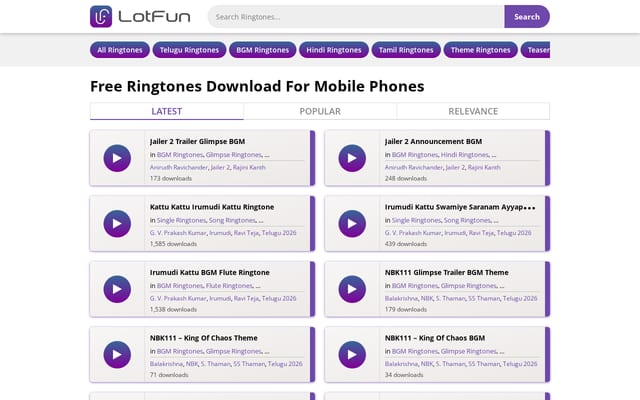 Screenshot of lotfun.net
