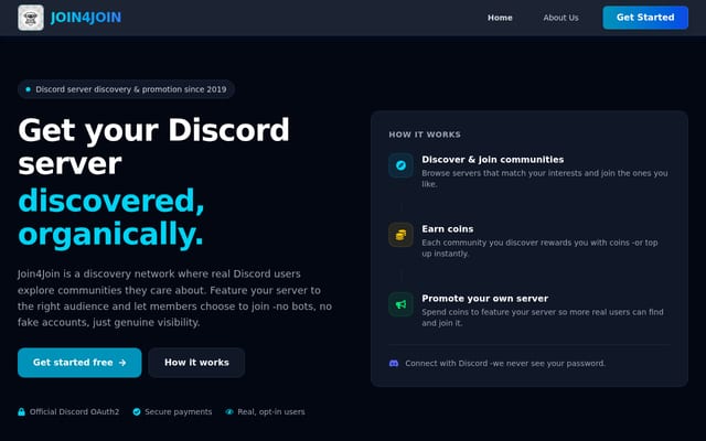 Screenshot of join4join.xyz