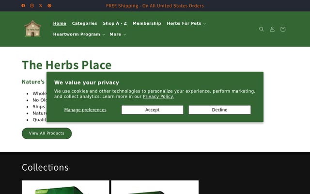 Screenshot of theherbsplace.com