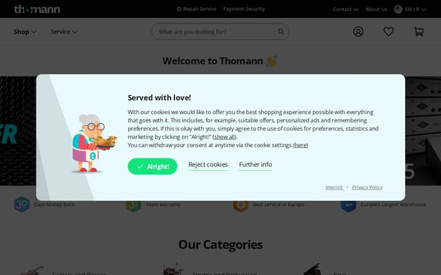 Screenshot of thomannmusic.com