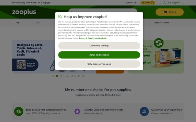 Screenshot of zooplus.co.uk