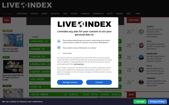 Screenshot of liveindex.org