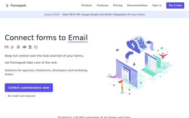 Screenshot of formspark.io
