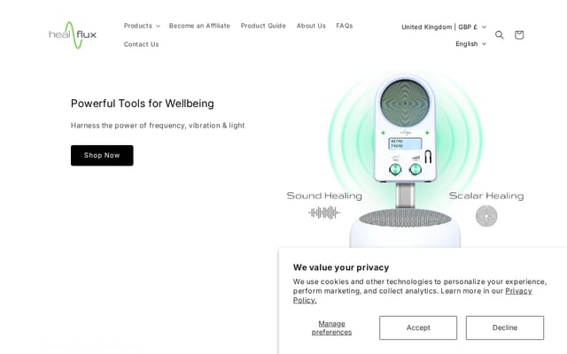 Screenshot of healflux.com