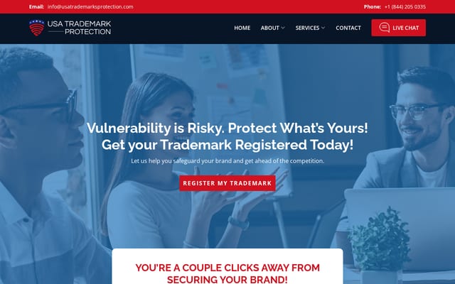 Screenshot of usatrademarksprotection.com