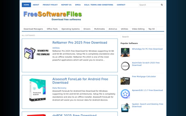 Screenshot of freesoftwarefiles.com