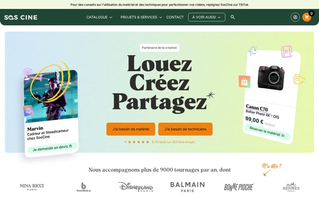 Screenshot of soscine.fr