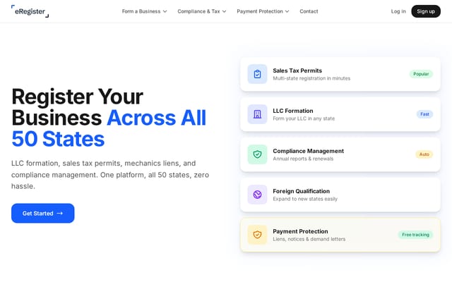 Screenshot of eregister.com