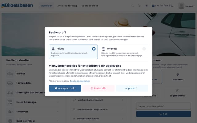 Screenshot of bildelsbasen.se