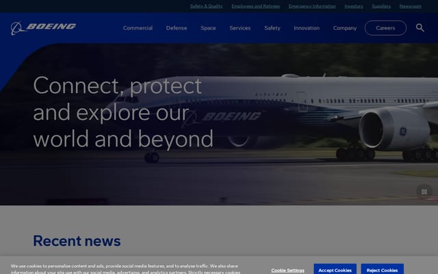 Screenshot of boeing.com