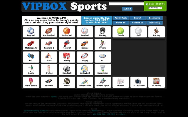Screenshot of vipbox1.com