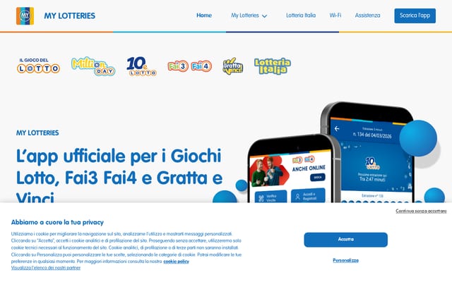 Screenshot of mylotteries.it
