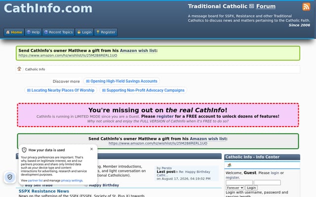 Screenshot of cathinfo.com