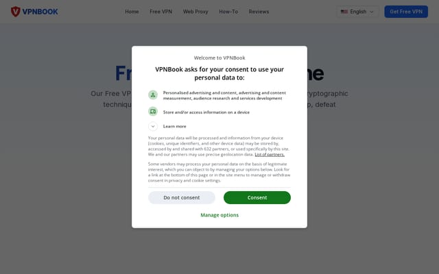 Screenshot of vpnbook.com