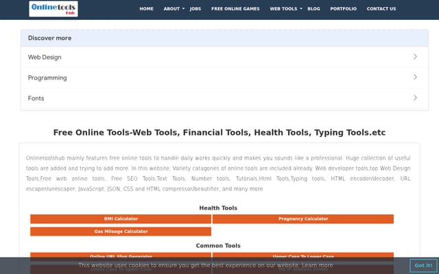 Screenshot of onlinetoolshub.com