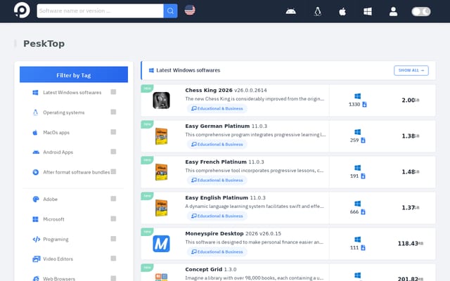 Screenshot of pesktop.com