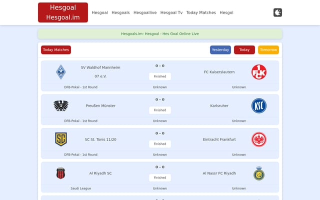 Screenshot of hesgoal.im