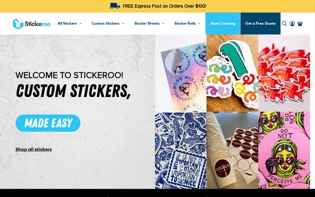 Screenshot of stickeroo.com.au