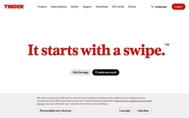 Screenshot of gotinder.com