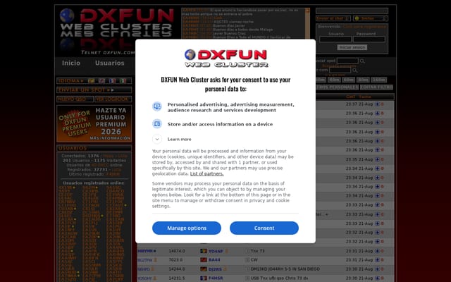 Screenshot of dxfuncluster.com