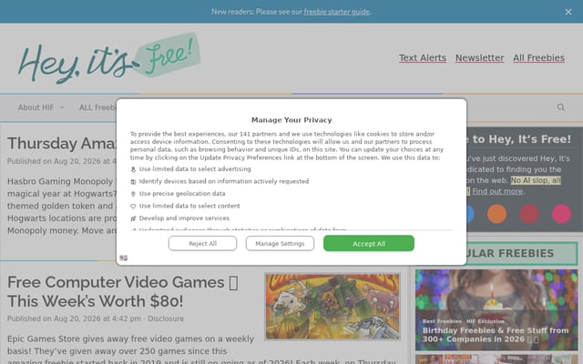 Screenshot of heyitsfree.net