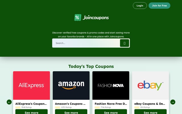 Screenshot of joincoupons.com