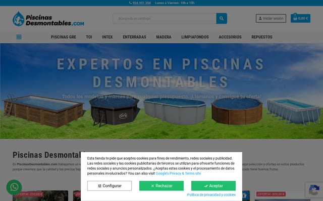 Screenshot of piscinasdesmontables.com
