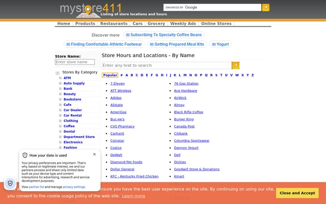 Screenshot of mystore411.com