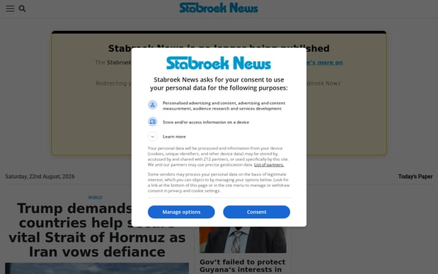 Screenshot of stabroeknews.com