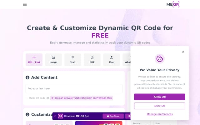 Screenshot of me-qr.com
