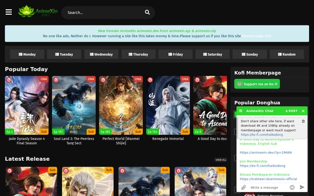 Screenshot of animexin.dev