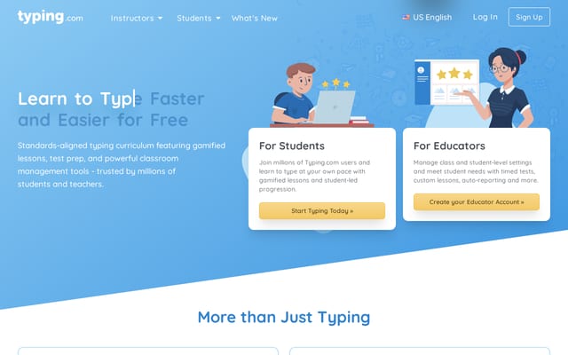Screenshot of typing.com