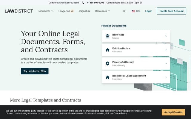 Screenshot of lawdistrict.com
