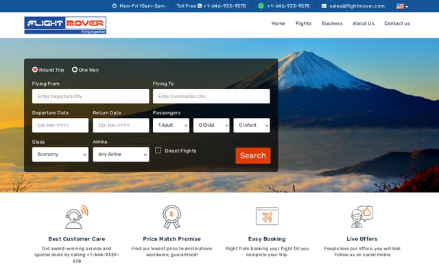Screenshot of flightmover.com
