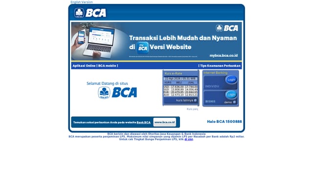 Screenshot of klikbca.com