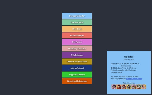 Screenshot of optc-db.github.io