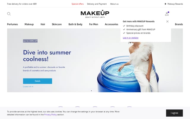 Screenshot of makeupstore.com