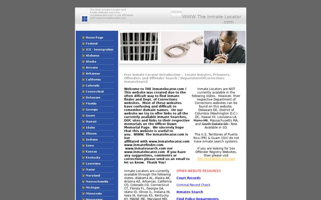 Screenshot of theinmatelocator.com