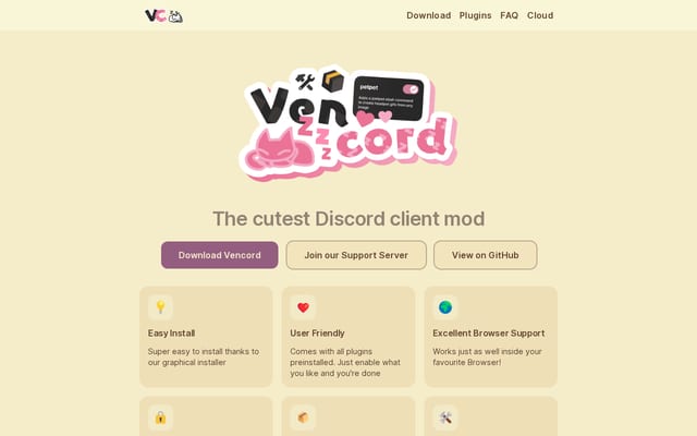 Screenshot of vencord.dev