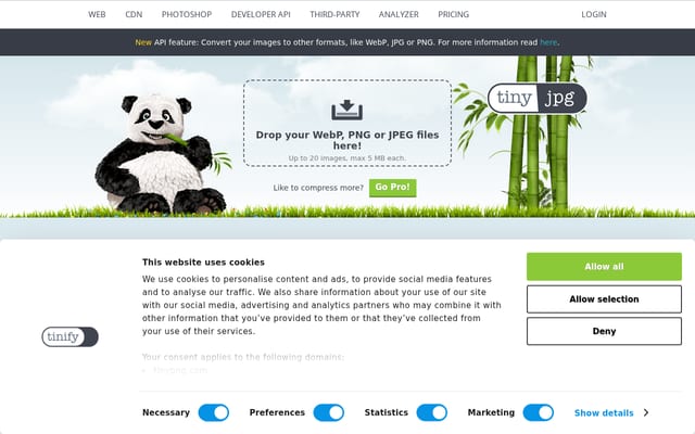 Screenshot of tinyjpg.com