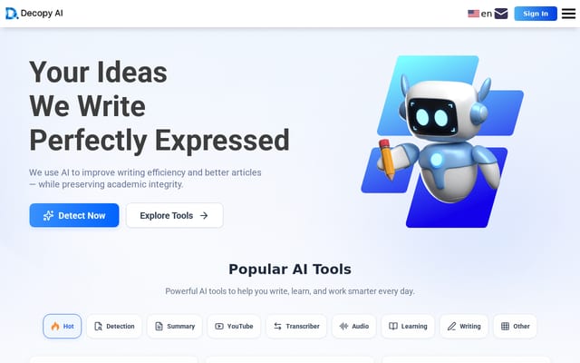 Screenshot of decopy.ai