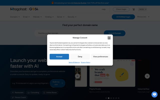 Screenshot of whogohost.org.ng