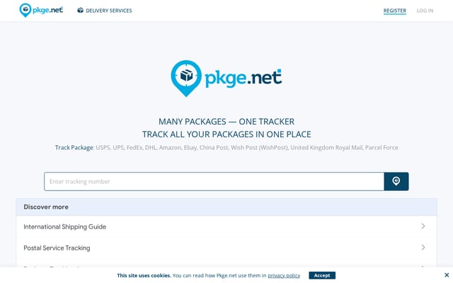 Screenshot of pkge.net