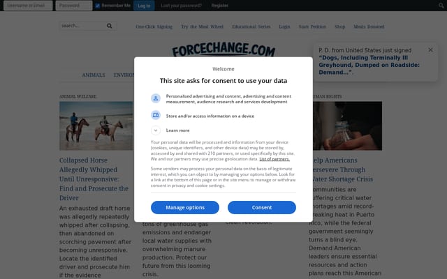 Screenshot of forcechange.com