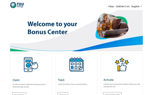 Screenshot of txuenergyrewardcenter.com
