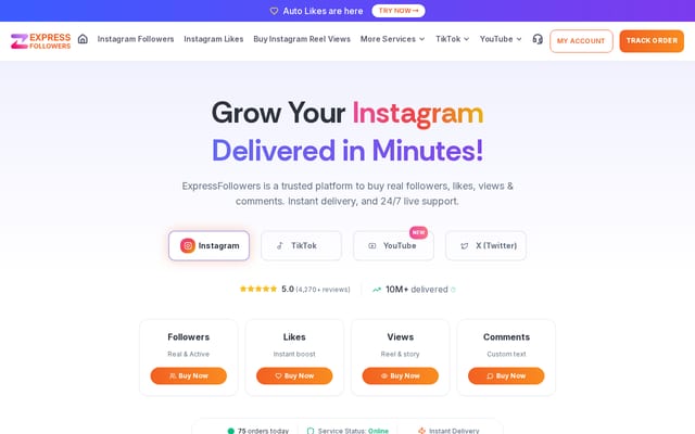 Screenshot of expressfollowers.com