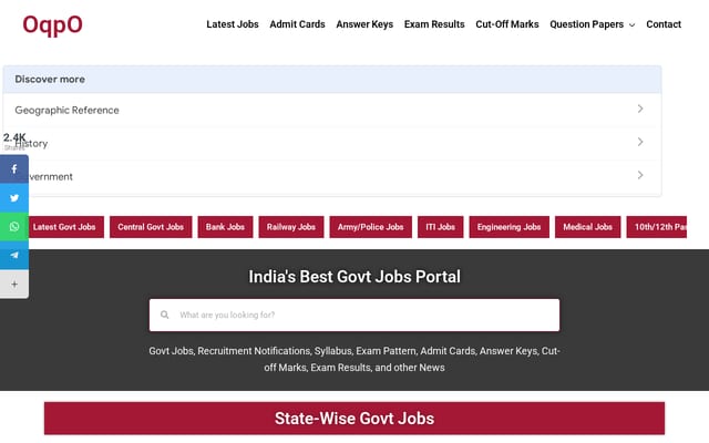 Screenshot of oqpo.in